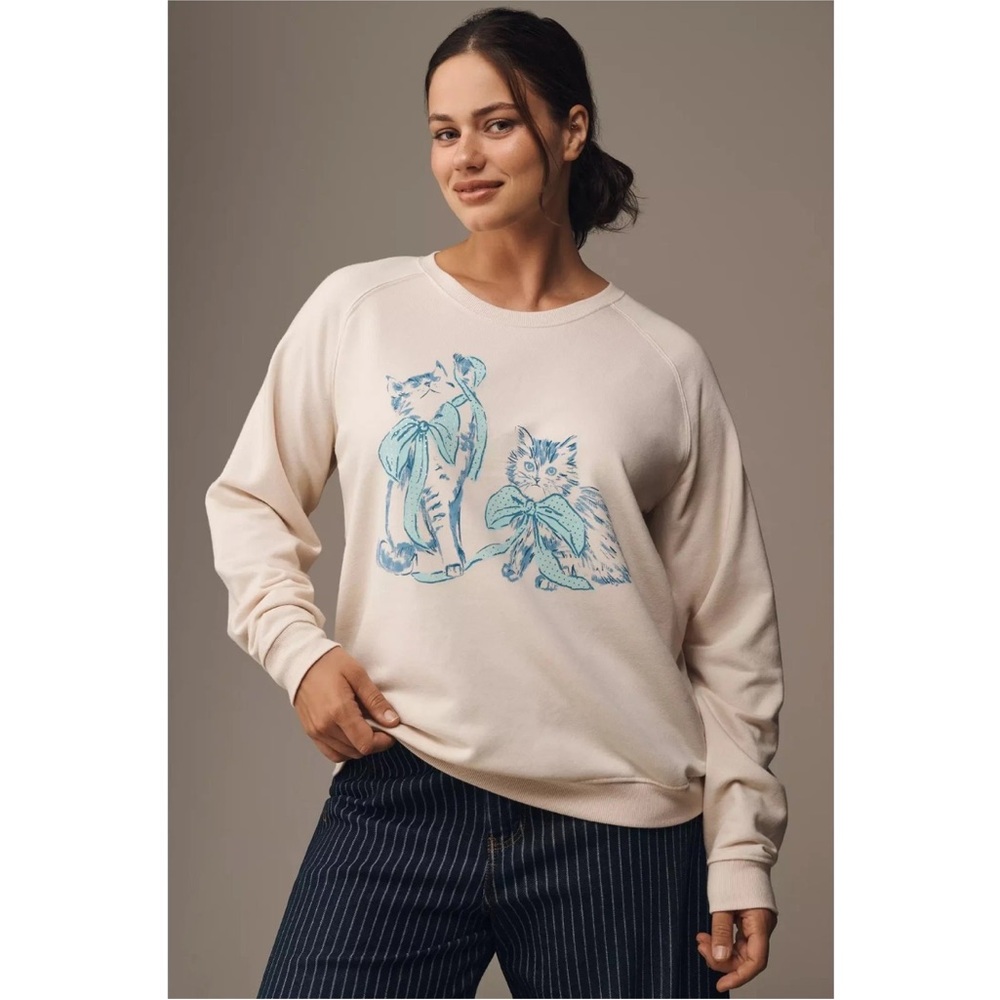 Anthropologie Maeve Animal Friends Crew-Neck Sweatshirt